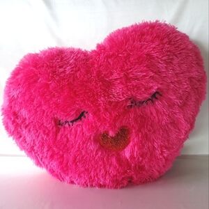 Pink Heart-Shaped Plush Fluffy Soft Accent Pillow
